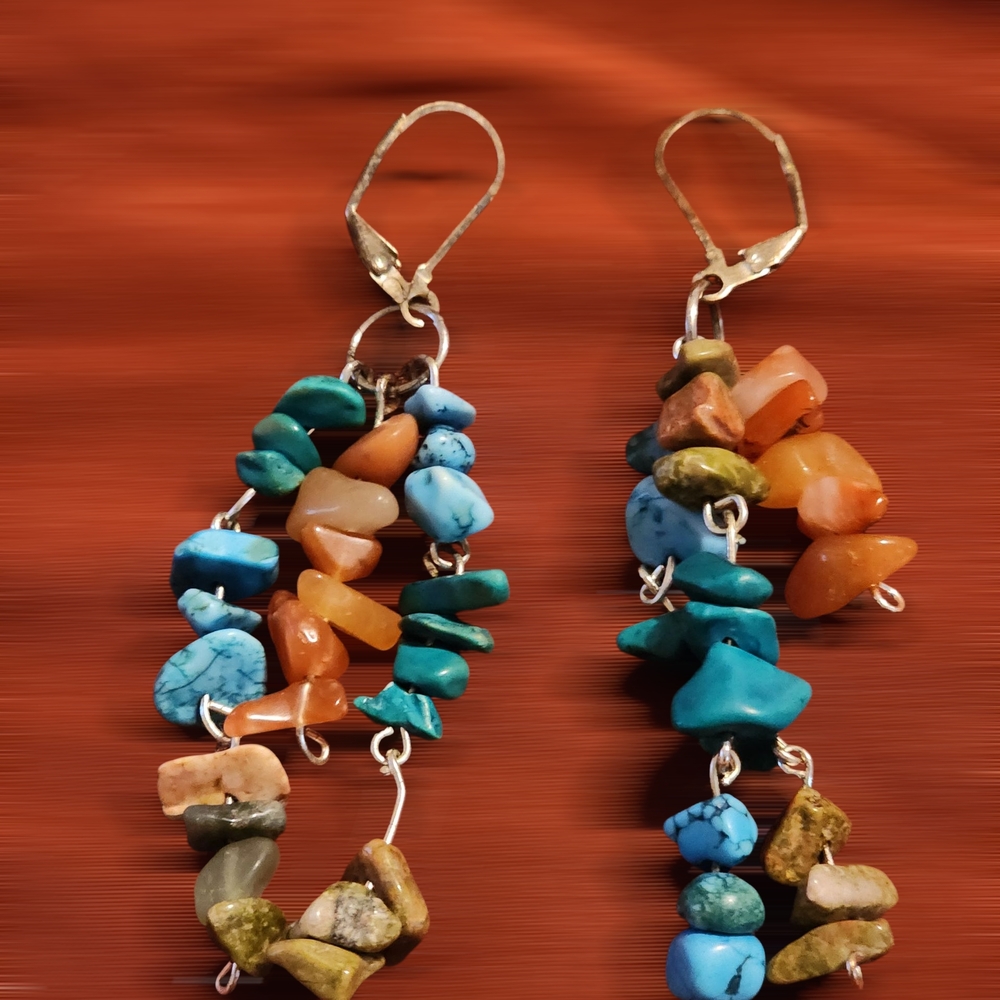 Multicolor Stone Dangle Earrings